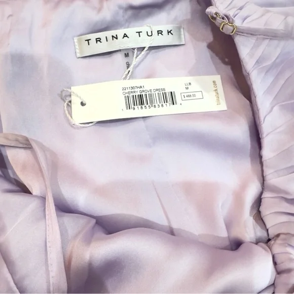 Trina Turk Women's Asymmetrical Pleated Cherry Grove Purple Maxi Dress Medium - Picture 13 of 14